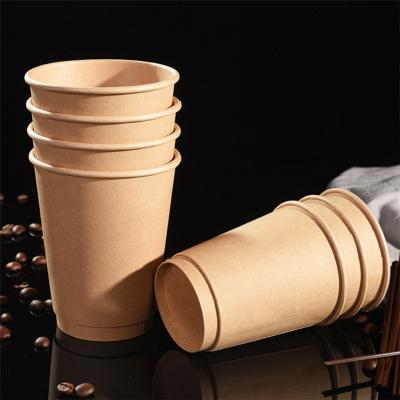 Одноразовые коричневые крафт бумаги кофейные чашки с крышками