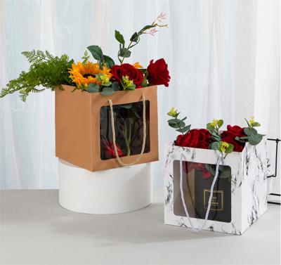  100% Сторонабежный элегантный квадратный цветочный цветочный букет для бумаги с окном