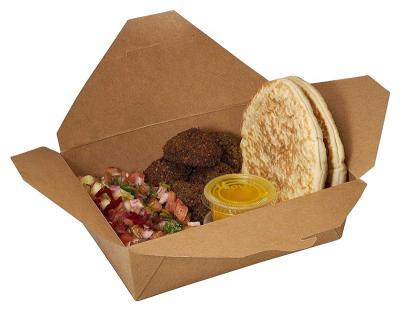 выньте коробки для завтрака из крафт-бумаги в упаковке для фаст-фуда