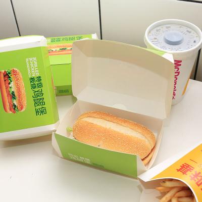 изготовленная на заказ складная картонная коробка для упаковки гамбургеров с напечатанной на заказ бумажной коробкой
