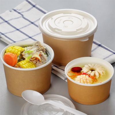 одноразовая тарелка для супа из крафт-бумаги с подходящими крышками
