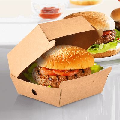 одноразовая креативная упаковка для гамбургеров из крафт-бумаги
